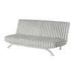 Pemberly Row Channel Tufted Futon Sofa Bed in Light Gray with Chrome Legs