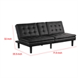 Pemberly Row Futon Sofa Bed with Drop Down Tray in Black Faux Leather