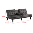 Pemberly Row Futon Sofa Bed with Drop Down Tray in Gray Faux Leather