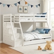 Pemberly Row Twin over Full Bunk Bed with Trundle and Drawers in White