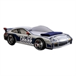 Pemberly Row Kids Twin Police Car Bed with Side Rails in White and Blue