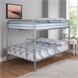 Pemberly Row Full over Full Metal Bunk Bed with Ladders in Silver
