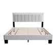 Pemberly Row Full Bed with LED Headboard in Light Gray Wool Fabric