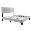 Pemberly Row Full Bed with LED Headboard in Light Gray Wool Fabric