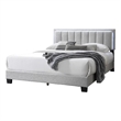 Pemberly Row Full Bed with LED Headboard in Light Gray Wool Fabric
