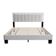 Pemberly Row Full Bed with LED Headboard in Light Gray Wool Fabric