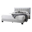 Pemberly Row Full Bed with LED Headboard in Light Gray Wool Fabric