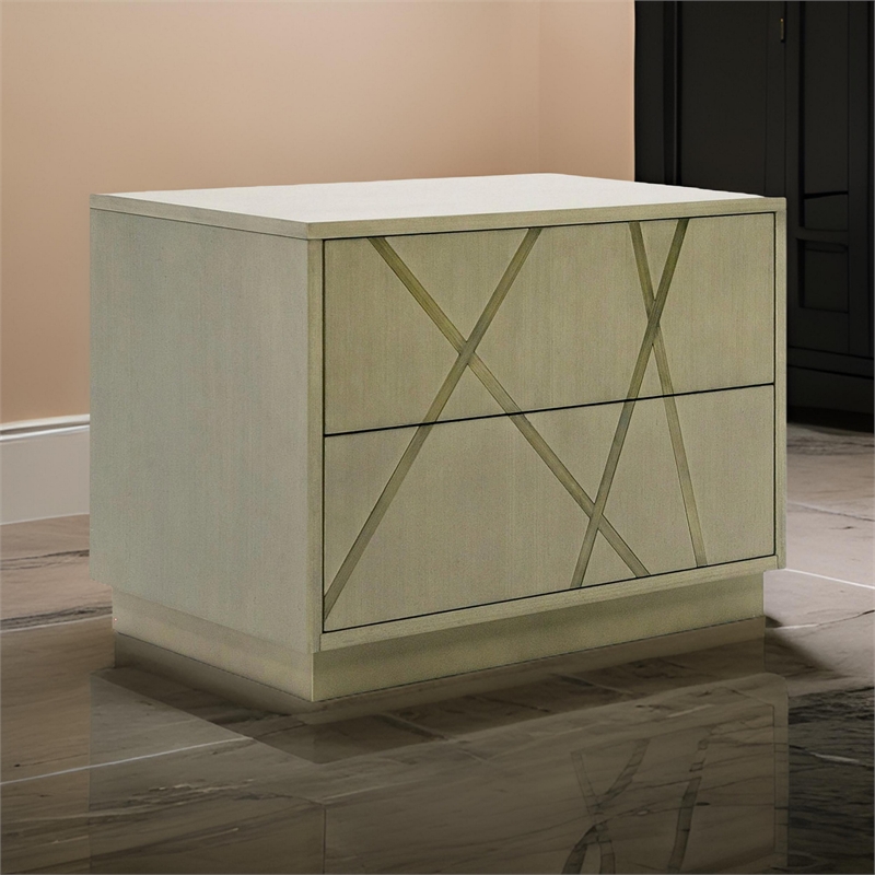 Pemberly Row 28 Inch Nightstand with 2 Drawers in Antique White Wash