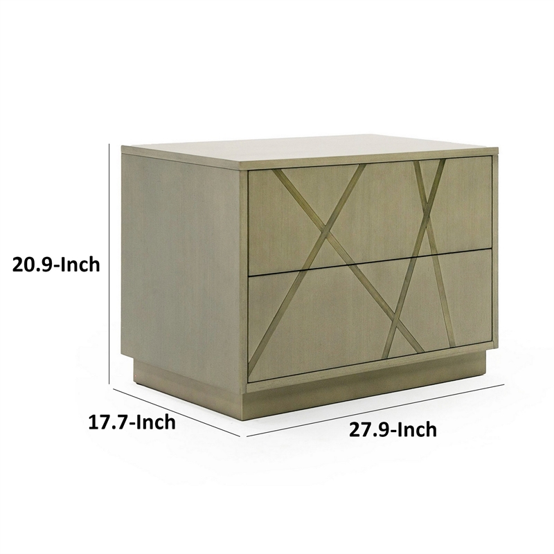 Pemberly Row 28 Inch Nightstand with 2 Drawers in Antique White Wash