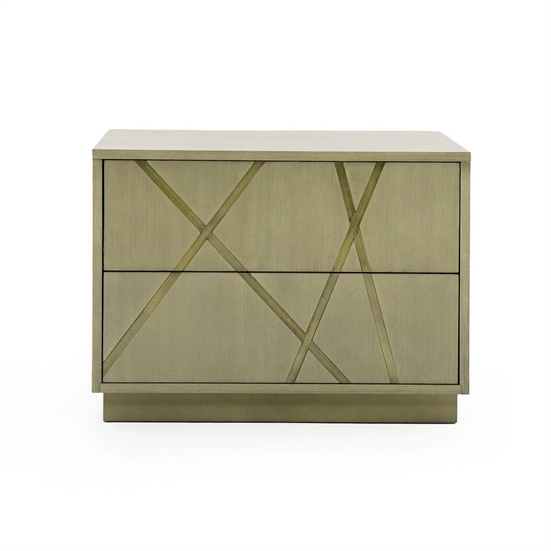 Pemberly Row 28 Inch Nightstand with 2 Drawers in Antique White Wash