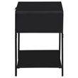Pemberly Row Bedside Table with Cane Drawer and Shelf in Black Metal