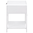 Pemberly Row Bedside Table with Cane Drawer and Shelf in White Metal