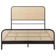 Pemberly Row King Bed with Open Cane Rattan Weave in Black Metal