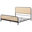 Pemberly Row King Bed with Open Cane Rattan Weave in Black Metal