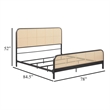 Pemberly Row King Bed with Open Cane Rattan Weave in Black Metal