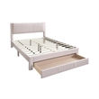 Pemberly Row Queen Bed with Storage Drawer in Light Pink Corduroy