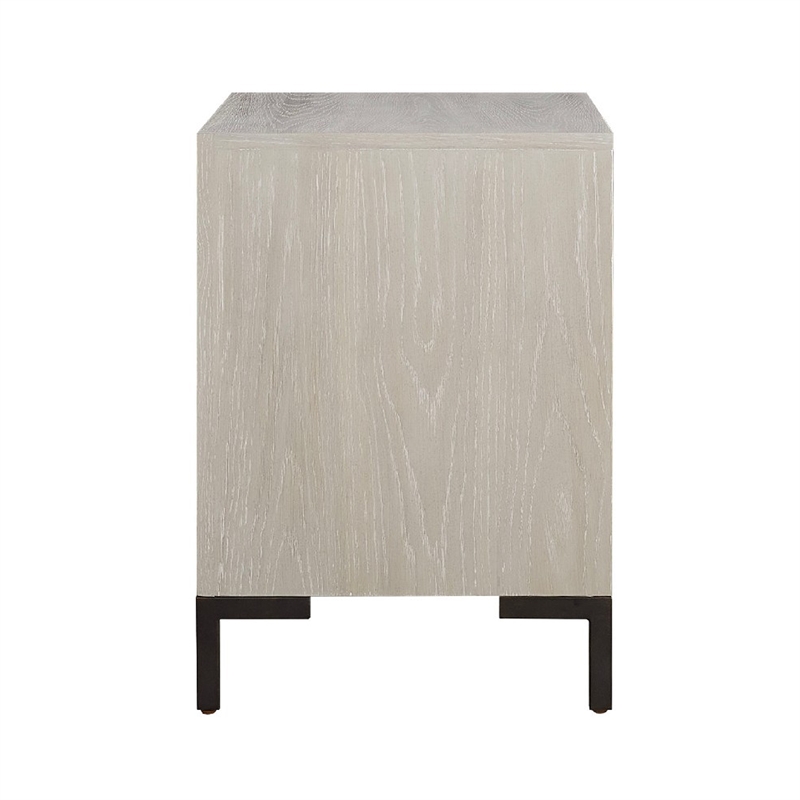 Pemberly Row Nightstand with Drawer and Cubby in Antique White Oak