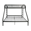 Pemberly Row Twin XL over Queen Metal Bunk Bed with Ladders in Black