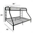 Pemberly Row Twin XL over Queen Metal Bunk Bed with Ladders in Black