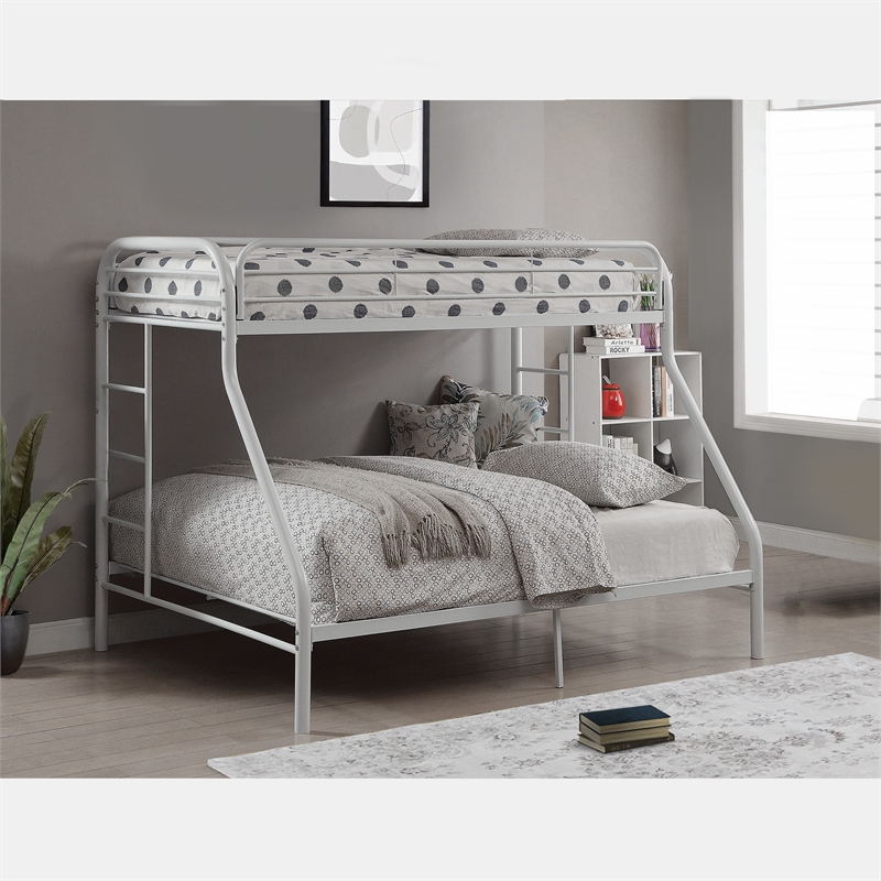 Pemberly Row Twin XL over Queen Metal Bunk Bed with Ladders in Black