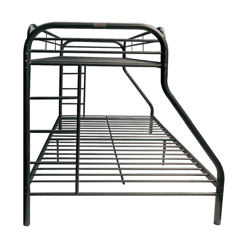 Pemberly Row Twin XL over Queen Metal Bunk Bed with Ladders in Black