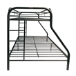 Pemberly Row Twin XL over Queen Metal Bunk Bed with Ladders in Black