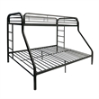 Pemberly Row Twin XL over Queen Metal Bunk Bed with Ladders in Black