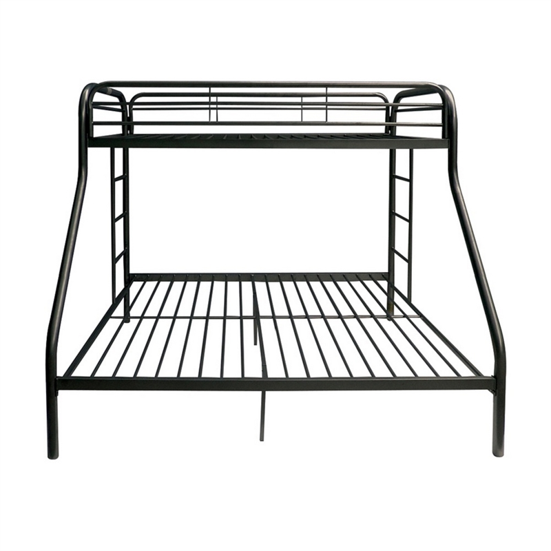 Pemberly Row Twin XL over Queen Metal Bunk Bed with Ladders in Black