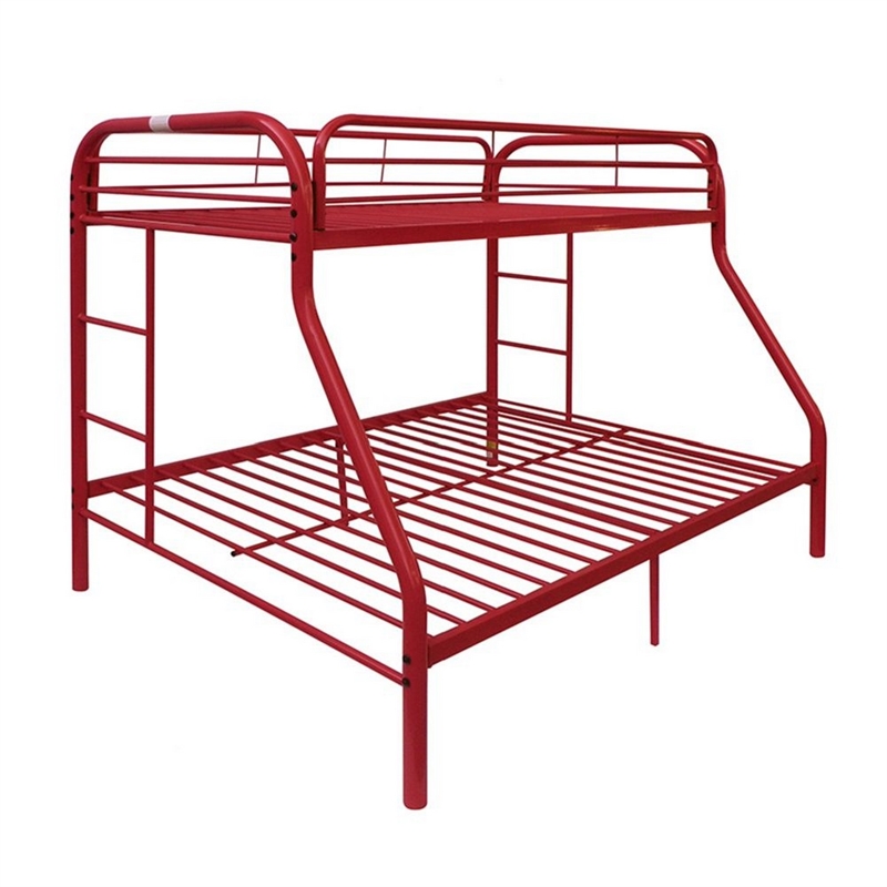 Pemberly Row Twin over Full Metal Bunk Bed with Side Ladders in Red