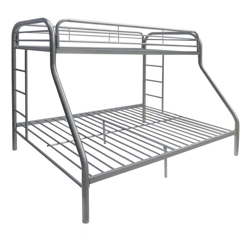 Pemberly Row Twin over Full Metal Bunk Bed with Side Ladders in Silver