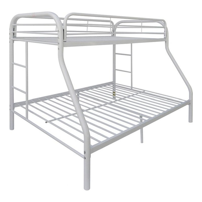 Pemberly Row Twin over Full Metal Bunk Bed with Side Ladders in White