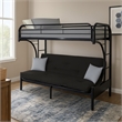 Pemberly Row Twin XL over Queen Futon Bunk Bed with Guardrails in Black