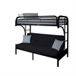 Pemberly Row Twin XL over Queen Futon Bunk Bed with Guardrails in Black