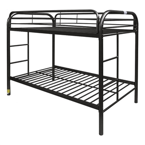Pemberly Row Twin over Twin Metal Bunk Bed with Side Ladders in Black