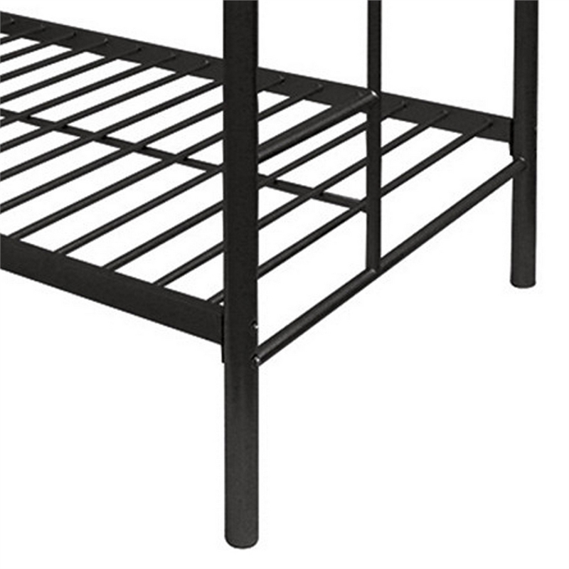 Pemberly Row Twin over Twin Metal Bunk Bed with Side Ladders in Black