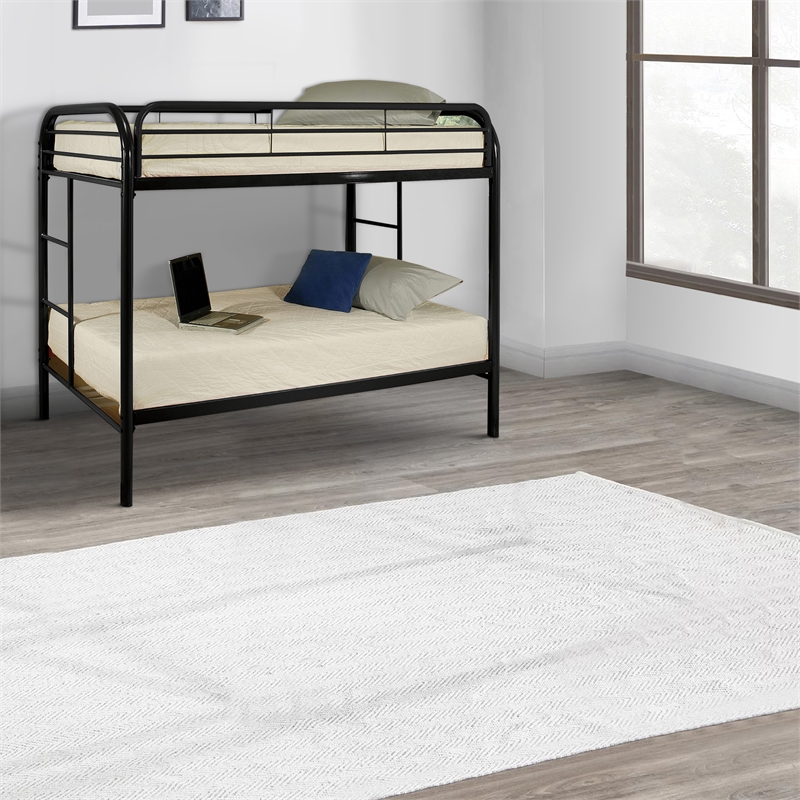Pemberly Row Twin over Twin Metal Bunk Bed with Side Ladders in Black