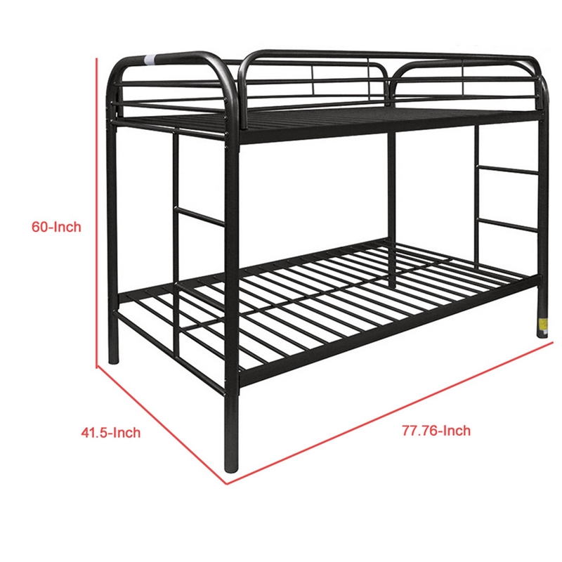 Pemberly Row Twin over Twin Metal Bunk Bed with Side Ladders in Black