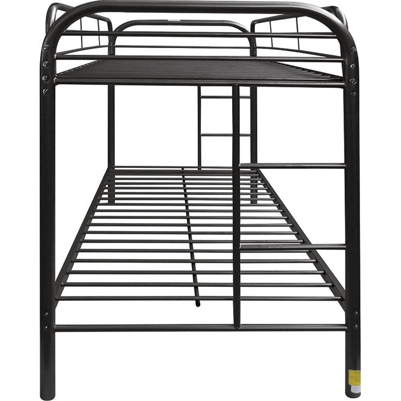 Pemberly Row Twin over Twin Metal Bunk Bed with Side Ladders in Black