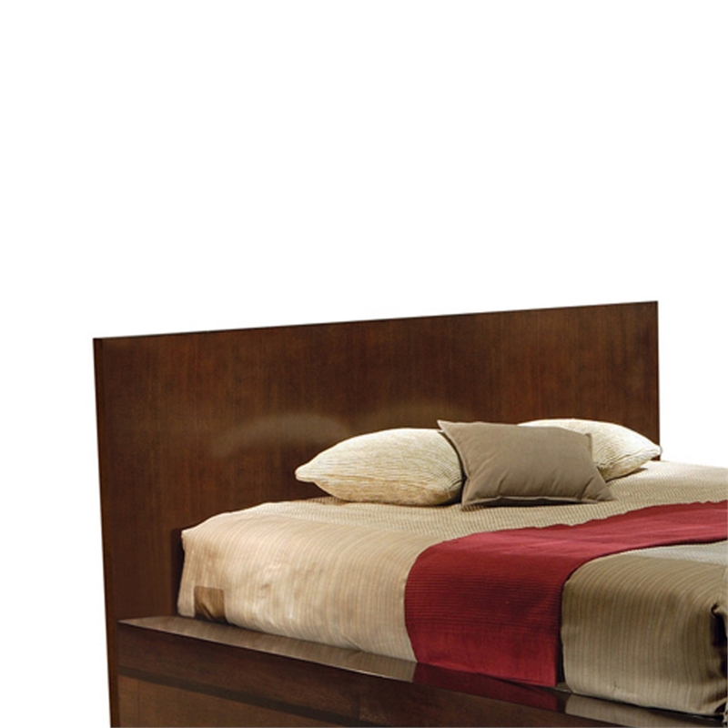 Pemberly Row Platform Queen Bed with Side Rail Seating in Brown