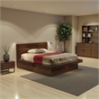 Pemberly Row Platform Queen Bed with Side Rail Seating in Brown