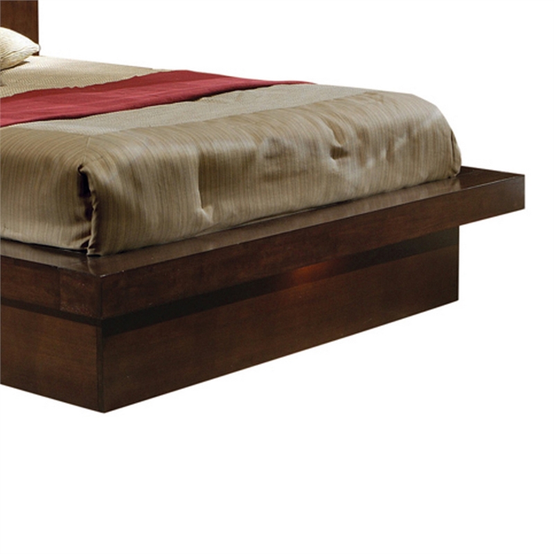 Pemberly Row Platform Queen Bed with Side Rail Seating in Brown
