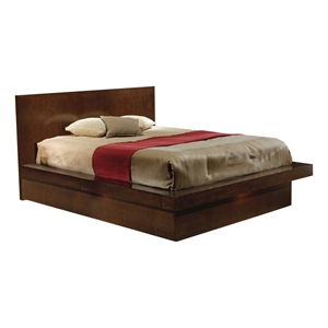 Pemberly Row Platform Queen Bed with Side Rail Seating in Brown