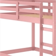 Pemberly Row Twin Loft Bed with Wooden Frame and Attached Ladder in Pink