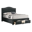 Pemberly Row King Upholstered Bed with Tufted Headboard in Charcoal Burlap