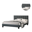 Pemberly Row California King Bed with Tufted Headboard in Charcoal Gray