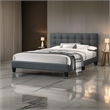 Pemberly Row California King Bed with Tufted Headboard in Charcoal Gray