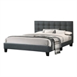 Pemberly Row California King Bed with Tufted Headboard in Charcoal Gray