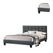 Pemberly Row California King Bed with Tufted Headboard in Charcoal Gray