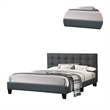 Pemberly Row California King Bed with Tufted Headboard in Charcoal Gray