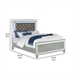 Pemberly Row California King Panel Bed with LED and Faux Leather in Silver